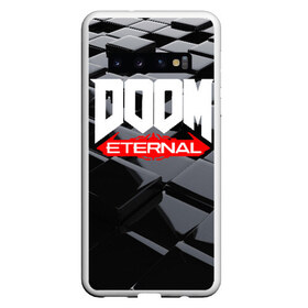 Чехол для Samsung Galaxy S10 с принтом Doom Blocks в Петрозаводске, Силикон | Область печати: задняя сторона чехла, без боковых панелей | Тематика изображения на принте: cacodemon | doom | eternal | вечность | вечный | дум | итёрнал | какодемон | этернал