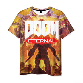 Мужская футболка 3D с принтом Doom Eternal в Петрозаводске, 100% полиэфир | прямой крой, круглый вырез горловины, длина до линии бедер | Тематика изображения на принте: cacodemon | doom | eternal | вечность | вечный | дум | итёрнал | какодемон | этернал