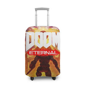 Чехол для чемодана 3D с принтом Doom Eternal в Петрозаводске, 86% полиэфир, 14% спандекс | двустороннее нанесение принта, прорези для ручек и колес | cacodemon | doom | eternal | вечность | вечный | дум | итёрнал | какодемон | этернал