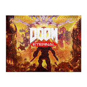 Обложка для студенческого билета с принтом Doom Eternal в Петрозаводске, натуральная кожа | Размер: 11*8 см; Печать на всей внешней стороне | cacodemon | doom | eternal | вечность | вечный | дум | итёрнал | какодемон | этернал