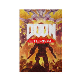 Обложка для паспорта матовая кожа с принтом Doom Eternal в Петрозаводске, натуральная матовая кожа | размер 19,3 х 13,7 см; прозрачные пластиковые крепления | cacodemon | doom | eternal | вечность | вечный | дум | итёрнал | какодемон | этернал