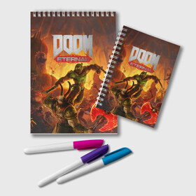 Блокнот с принтом Doom в Петрозаводске, 100% бумага | 48 листов, плотность листов — 60 г/м2, плотность картонной обложки — 250 г/м2. Листы скреплены удобной пружинной спиралью. Цвет линий — светло-серый
 | cacodemon | doom | eternal | вечность | вечный | дум | итёрнал | какодемон | этернал