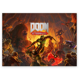 Поздравительная открытка с принтом Doom в Петрозаводске, 100% бумага | плотность бумаги 280 г/м2, матовая, на обратной стороне линовка и место для марки
 | cacodemon | doom | eternal | вечность | вечный | дум | итёрнал | какодемон | этернал