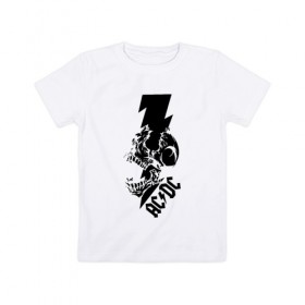 Детская футболка хлопок с принтом AC/DC HIGH VOLTAGE в Петрозаводске, 100% хлопок | круглый вырез горловины, полуприлегающий силуэт, длина до линии бедер | ac dc | acdc | high voltage | music | rock | skull | группа | молния | музыка | музыканты | рок | череп