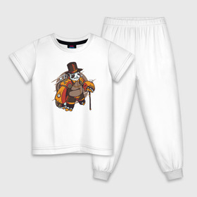 Детская пижама хлопок с принтом Стимпанк Панда в Петрозаводске, 100% хлопок |  брюки и футболка прямого кроя, без карманов, на брюках мягкая резинка на поясе и по низу штанин
 | panda | steam | steampunk | панда | панды | робот | стим | стимпанк