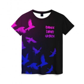 Женская футболка 3D с принтом Three Days Grace (1) в Петрозаводске, 100% полиэфир ( синтетическое хлопкоподобное полотно) | прямой крой, круглый вырез горловины, длина до линии бедер | days | days grace | music | rock | three days grace | музыка | рок