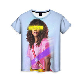 Женская футболка 3D с принтом сериал Euphoria в Петрозаводске, 100% полиэфир ( синтетическое хлопкоподобное полотно) | прямой крой, круглый вырез горловины, длина до линии бедер | zendaya | зендея | ру беннетт | сериал euphoria | эйфория