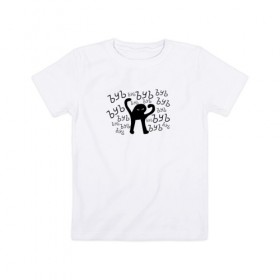 Детская футболка хлопок с принтом ЪУЪ в Петрозаводске, 100% хлопок | круглый вырез горловины, полуприлегающий силуэт, длина до линии бедер | cursed cat | meme | truxkot19 | мем с котом | мемы | прикол | съука | черный кот | ъуъ съука | юмор