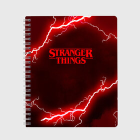 Тетрадь с принтом STRANGER THINGS в Петрозаводске, 100% бумага | 48 листов, плотность листов — 60 г/м2, плотность картонной обложки — 250 г/м2. Листы скреплены сбоку удобной пружинной спиралью. Уголки страниц и обложки скругленные. Цвет линий — светло-серый
 | 011 | eggo | eleven | friends don t lie | netflix | season 3 | stranger things | демогоргон | нетфликс | одиннадцатая | очень странные дела | сезон 3