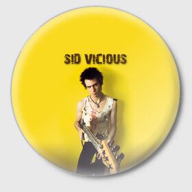 Значок с принтом Sid Vicious в Петрозаводске,  металл | круглая форма, металлическая застежка в виде булавки | england | music | my way | no future | sid and nancy | sid vicious | trash | музыка | панк | рок | сид вишес | сид и ненси