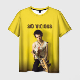 Мужская футболка 3D с принтом Sid Vicious в Петрозаводске, 100% полиэфир | прямой крой, круглый вырез горловины, длина до линии бедер | england | music | my way | no future | sid and nancy | sid vicious | trash | музыка | панк | рок | сид вишес | сид и ненси
