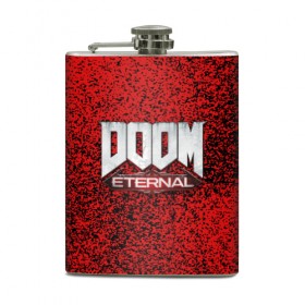 Фляга с принтом DOOM ETERNAL в Петрозаводске, металлический корпус | емкость 0,22 л, размер 125 х 94 мм. Виниловая наклейка запечатывается полностью | Тематика изображения на принте: 