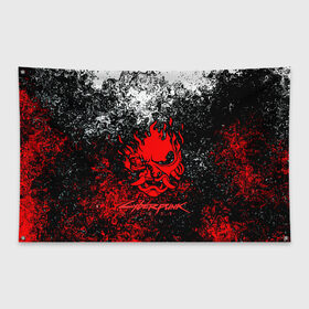 Флаг-баннер с принтом CYBERPUNK 2077 в Петрозаводске, 100% полиэстер | размер 67 х 109 см, плотность ткани — 95 г/м2; по краям флага есть четыре люверса для крепления | 2077 | cd projekt red | cyberpunk | cyberpunk 2077 | game | samurai | арт | будущее | видеоигра | игра | киберпанк 2077 | киборг | киборги