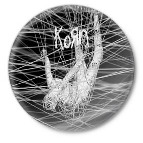 Значок с принтом Korn: The Nothing в Петрозаводске,  металл | круглая форма, металлическая застежка в виде булавки | Тематика изображения на принте: alternative | heavy | korn | koяn | metal | rapcore | rock | the nothing | youll never find me | джонатан дэвис | корн | корни | коян | ню метал | нюметал | рок
