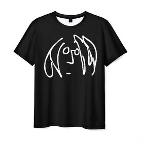 Мужская футболка 3D с принтом Джон Леннон в Петрозаводске, 100% полиэфир | прямой крой, круглый вырез горловины, длина до линии бедер | the beatles | битлз | битлы | джон леннон