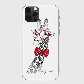 Чехол для iPhone 12 Pro Max с принтом Жираф в Петрозаводске, Силикон |  | animal | bow tie | cool | giraffe | gray | red | white | белый | галстук  бабочка | животное | жираф | красный | очки | прикольный | серый