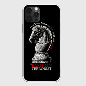 Чехол для iPhone 12 Pro Max с принтом A Fashion Terrorist в Петрозаводске, Силикон |  | black | chess | cool | figure | horse | red | slogan | style | white | белый | конь | красный | лошадь | прикольный | слоган | стиль | фигура | черный | шахматы
