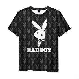 Мужская футболка 3D с принтом Bad boy в Петрозаводске, 100% полиэфир | прямой крой, круглый вырез горловины, длина до линии бедер | Тематика изображения на принте: bad boy | bite | bow tie | broken | cool | ear | fighter | logo | man | playboy | rabbit | sign | symbol | white | белый | битый | боец | галстук бабочка | знак | кролик | логотип | любовь | мальчик | мужчина | откушенное | прикольный | сим