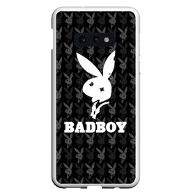 Чехол для Samsung S10E с принтом Bad boy в Петрозаводске, Силикон | Область печати: задняя сторона чехла, без боковых панелей | bad boy | bite | bow tie | broken | cool | ear | fighter | logo | man | playboy | rabbit | sign | symbol | white | белый | битый | боец | галстук бабочка | знак | кролик | логотип | любовь | мальчик | мужчина | откушенное | прикольный | сим