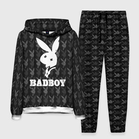 Мужской костюм 3D (с толстовкой) с принтом Bad boy в Петрозаводске,  |  | Тематика изображения на принте: bad boy | bite | bow tie | broken | cool | ear | fighter | logo | man | playboy | rabbit | sign | symbol | white | белый | битый | боец | галстук бабочка | знак | кролик | логотип | любовь | мальчик | мужчина | откушенное | прикольный | сим