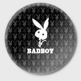 Значок с принтом Bad boy в Петрозаводске,  металл | круглая форма, металлическая застежка в виде булавки | bad boy | bite | bow tie | broken | cool | ear | fighter | logo | man | playboy | rabbit | sign | symbol | white | белый | битый | боец | галстук бабочка | знак | кролик | логотип | любовь | мальчик | мужчина | откушенное | прикольный | сим