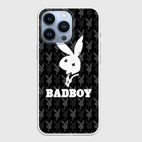 Чехол для iPhone 13 Pro с принтом Bad boy в Петрозаводске,  |  | bad boy | bite | bow tie | broken | cool | ear | fighter | logo | man | playboy | rabbit | sign | symbol | white | белый | битый | боец | галстук бабочка | знак | кролик | логотип | любовь | мальчик | мужчина | откушенное | прикольный | сим