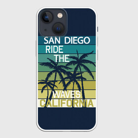 Чехол для iPhone 13 mini с принтом California в Петрозаводске,  |  | california | cool | palm trees | san diego | stripes | travel | калифорния | пальмы | полосы | прикольный | путешествие | сан диего