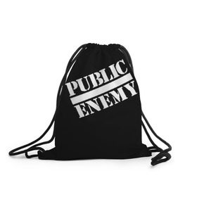 Рюкзак-мешок 3D с принтом Public Enemy в Петрозаводске, 100% полиэстер | плотность ткани — 200 г/м2, размер — 35 х 45 см; лямки — толстые шнурки, застежка на шнуровке, без карманов и подкладки | public enemy | rap | реп | рэп