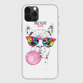 Чехол для iPhone 12 Pro Max с принтом Because cool в Петрозаводске, Силикон |  | alpaca | animal | chewing | cool | funny | gum | head | llama | muzzle | puffed up | rainbow | альпака | голова | жевательная | животное | забавный | лама | надутая | очки | прикольный | радужные | резинка | смешная