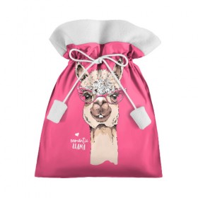 Подарочный 3D мешок с принтом Romantic llama в Петрозаводске, 100% полиэстер | Размер: 29*39 см | alpaca | animal | cool | flowers | head | heart | inscription | llama | look | pink | romance | альпака | взгляд | голова | животное | лама | любовь | надпись | очки | прикольный | розовые | романтика | сердце | цветы