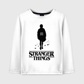 Детский лонгслив хлопок с принтом STRANGER THINGS в Петрозаводске, 100% хлопок | круглый вырез горловины, полуприлегающий силуэт, длина до линии бедер | stranger 2 | stranger 3 | stranger things 3 | things 2 | things 3 | очень странные дела | очень странные дела 3. | очень странный дело