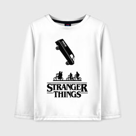 Детский лонгслив хлопок с принтом STRANGER THINGS в Петрозаводске, 100% хлопок | круглый вырез горловины, полуприлегающий силуэт, длина до линии бедер | stranger 2 | stranger 3 | stranger things 3 | things 2 | things 3 | очень странные дела | очень странные дела 3. | очень странный дело