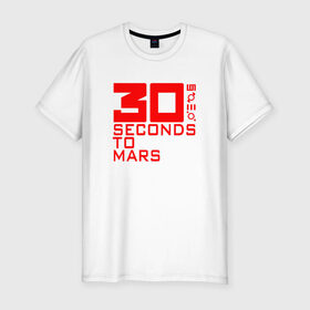 Мужская футболка премиум с принтом 30 SECONDS TO MARS в Петрозаводске, 92% хлопок, 8% лайкра | приталенный силуэт, круглый вырез ворота, длина до линии бедра, короткий рукав | 30 seconds to mars | 30 секунд до марса | thirty seconds to mars