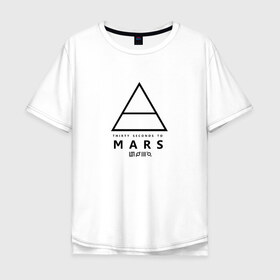 Мужская футболка хлопок Oversize с принтом 30 SECONDS TO MARS в Петрозаводске, 100% хлопок | свободный крой, круглый ворот, “спинка” длиннее передней части | 30 seconds to mars | 30 секунд до марса | jared leto | thirty seconds to mars | джаред лето