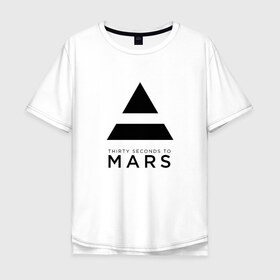 Мужская футболка хлопок Oversize с принтом 30 SECONDS TO MARS в Петрозаводске, 100% хлопок | свободный крой, круглый ворот, “спинка” длиннее передней части | 30 seconds to mars | 30 секунд до марса | jared leto | thirty seconds to mars | джаред лето