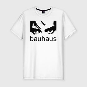 Мужская футболка премиум с принтом Bauhaus в Петрозаводске, 92% хлопок, 8% лайкра | приталенный силуэт, круглый вырез ворота, длина до линии бедра, короткий рукав | bauhaus | goth | gothic | peter murphy | punk | rock | альтернатива | баухаус | баухус | бахус | бухус | готика | готичная | готичный | готы | панк | питер мерфи | пост панк | рок | хардрок