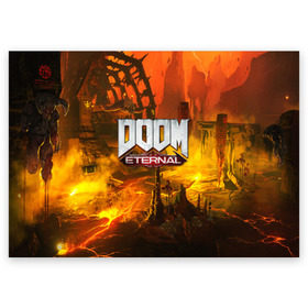 Поздравительная открытка с принтом DOOM ETERNAL в Петрозаводске, 100% бумага | плотность бумаги 280 г/м2, матовая, на обратной стороне линовка и место для марки
 | Тематика изображения на принте: doom | doom eternal | game | дум