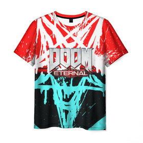 Мужская футболка 3D с принтом DOOM ETERNAL в Петрозаводске, 100% полиэфир | прямой крой, круглый вырез горловины, длина до линии бедер | Тематика изображения на принте: doom | doom eternal | game | дум