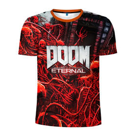 Мужская футболка 3D спортивная с принтом DOOM ETERNAL в Петрозаводске, 100% полиэстер с улучшенными характеристиками | приталенный силуэт, круглая горловина, широкие плечи, сужается к линии бедра | doom | doom eternal | game | дум