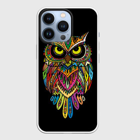 Чехол для iPhone 13 Pro с принтом Сова в Петрозаводске,  |  | art | background | big | bird | black | drawing | eyes | multicolored | owl | sight | symbol | wisdom | большие | взгляд | глаза | искусство | мудрость | птица | разноцветный | рисунок | символ | сова | филин | фон | черный