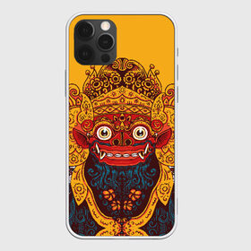 Чехол для iPhone 12 Pro Max с принтом Баронг в Петрозаводске, Силикон |  | asian | background | balinese | barong | demon | ethnic | exotic | face | fangs | illustration | indonesian | look | mask | wild | yellow | азиатский | балийский | баронг | взгляд | демон | дикий | жёлтый | иллюстрация | индонезийский | клыки | лицо | мас