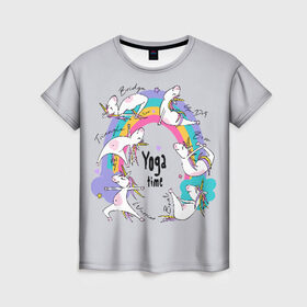 Женская футболка 3D с принтом Yoga time в Петрозаводске, 100% полиэфир ( синтетическое хлопкоподобное полотно) | прямой крой, круглый вырез горловины, длина до линии бедер | animal | asana | boat | bow | children | drawing | funny | hearts | horses | inscriptio | om | rainbow | stars | triangle | unicorns | warrior | yoga | zen | асана | воин | детский | дзен | животное | забавный | звезды | йога | лодка | лошади | лук | мост