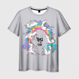 Мужская футболка 3D с принтом Yoga time в Петрозаводске, 100% полиэфир | прямой крой, круглый вырез горловины, длина до линии бедер | animal | asana | boat | bow | children | drawing | funny | hearts | horses | inscriptio | om | rainbow | stars | triangle | unicorns | warrior | yoga | zen | асана | воин | детский | дзен | животное | забавный | звезды | йога | лодка | лошади | лук | мост