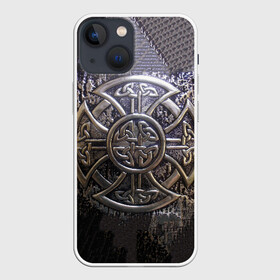 Чехол для iPhone 13 mini с принтом Кельтские узоры в Петрозаводске,  |  | 3d | абстракция | арт | желтый | кельтские узоры | на металле | черный