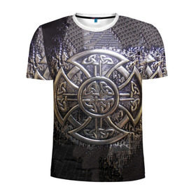 Мужская футболка 3D спортивная с принтом Кельтские узоры в Петрозаводске, 100% полиэстер с улучшенными характеристиками | приталенный силуэт, круглая горловина, широкие плечи, сужается к линии бедра | 3d | абстракция | арт | желтый | кельтские узоры | на металле | черный