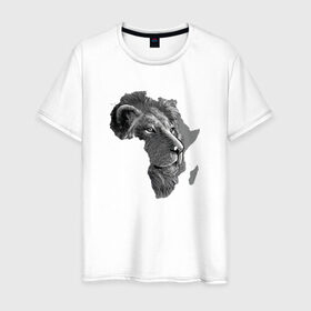 Мужская футболка хлопок с принтом King of Africa в Петрозаводске, 100% хлопок | прямой крой, круглый вырез горловины, длина до линии бедер, слегка спущенное плечо. | animal | the lion king | африка | взгляд | дикий | животные | зверь | клыки | континент | король | король джунглей | кошка | лев | львица | царь