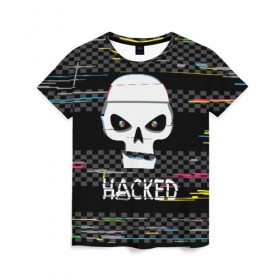 Женская футболка 3D с принтом Hacked в Петрозаводске, 100% полиэфир ( синтетическое хлопкоподобное полотно) | прямой крой, круглый вырез горловины, длина до линии бедер | hacker | hacknet | взлом | виртуальность | кибер | киберпанк | программист | хакер