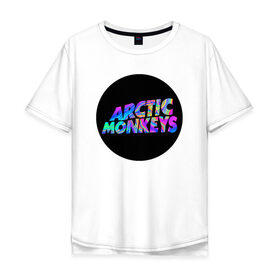 Мужская футболка хлопок Oversize с принтом ARCTIC MONKEYS в Петрозаводске, 100% хлопок | свободный крой, круглый ворот, “спинка” длиннее передней части | Тематика изображения на принте: arctic monkeys | арктик манкис | арктические мартышки