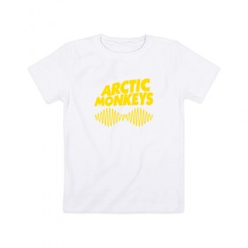 Детская футболка хлопок с принтом ARCTIC MONKEYS в Петрозаводске, 100% хлопок | круглый вырез горловины, полуприлегающий силуэт, длина до линии бедер | arctic monkeys | арктик манкис | арктические мартышки