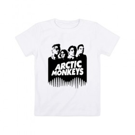 Детская футболка хлопок с принтом ARCTIC MONKEYS в Петрозаводске, 100% хлопок | круглый вырез горловины, полуприлегающий силуэт, длина до линии бедер | arctic monkeys | арктик манкис | арктические мартышки